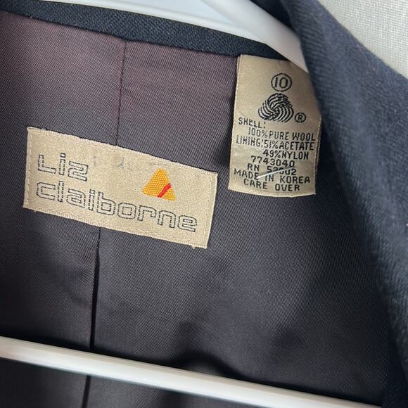 Vintage Liz Claiborne Collection  Double Breasted Black Wool Blazer 10 - Picture 8 of 9